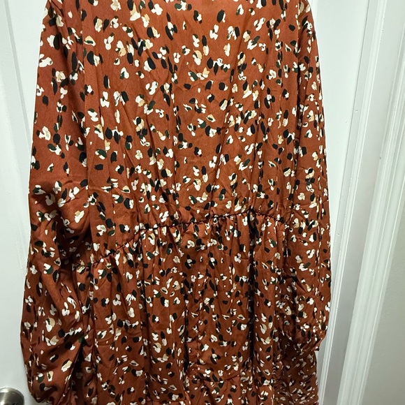 SHEIN Brown Floral Long Sleeve Dress - Picture 4 of 4
